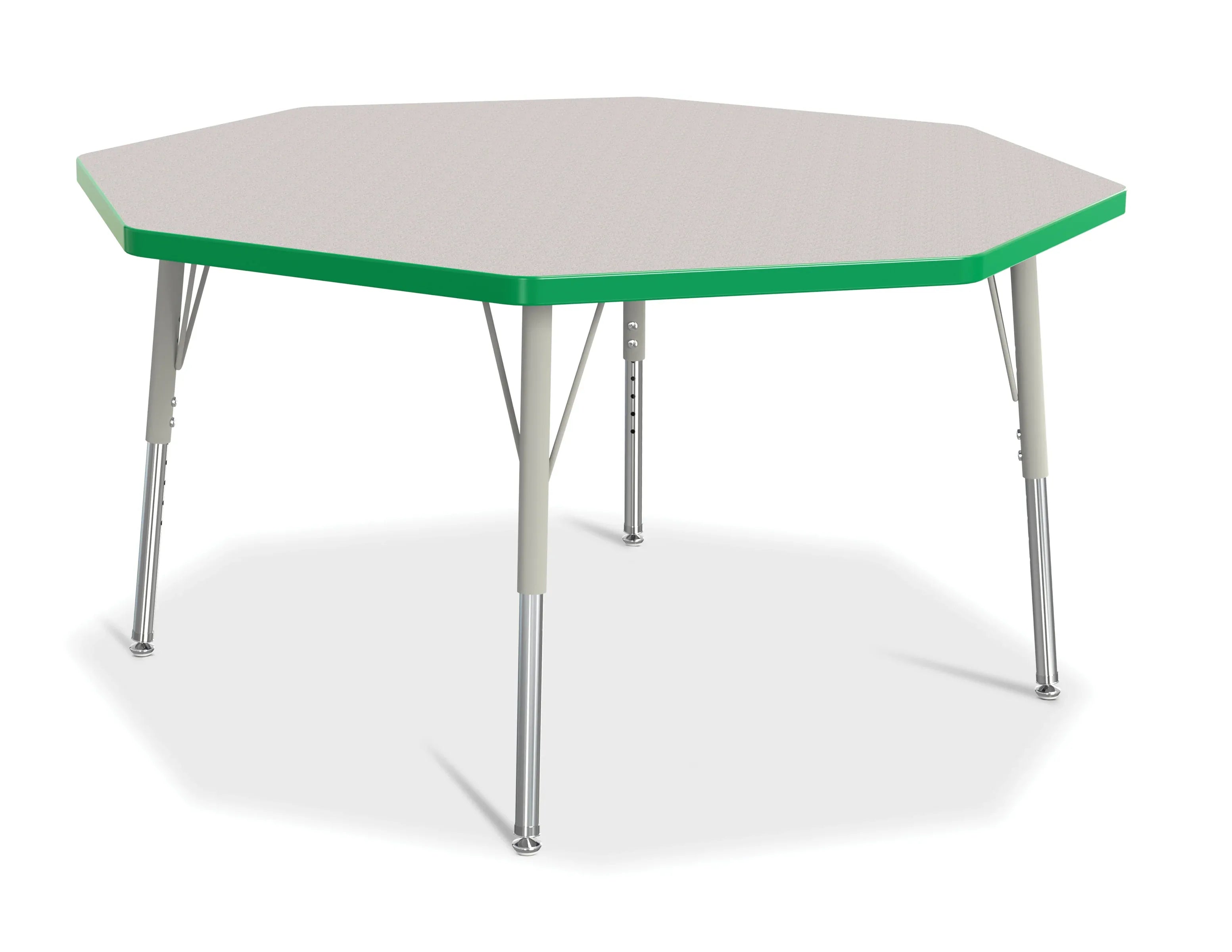 Berries® Octagon Activity Table - 48" X 48", E-height - Freckled Gray/Green/Gray