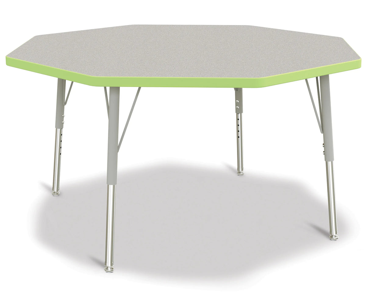 Berries® Octagon Activity Table - 48" X 48", E-height - Freckled Gray/Key Lime/Gray