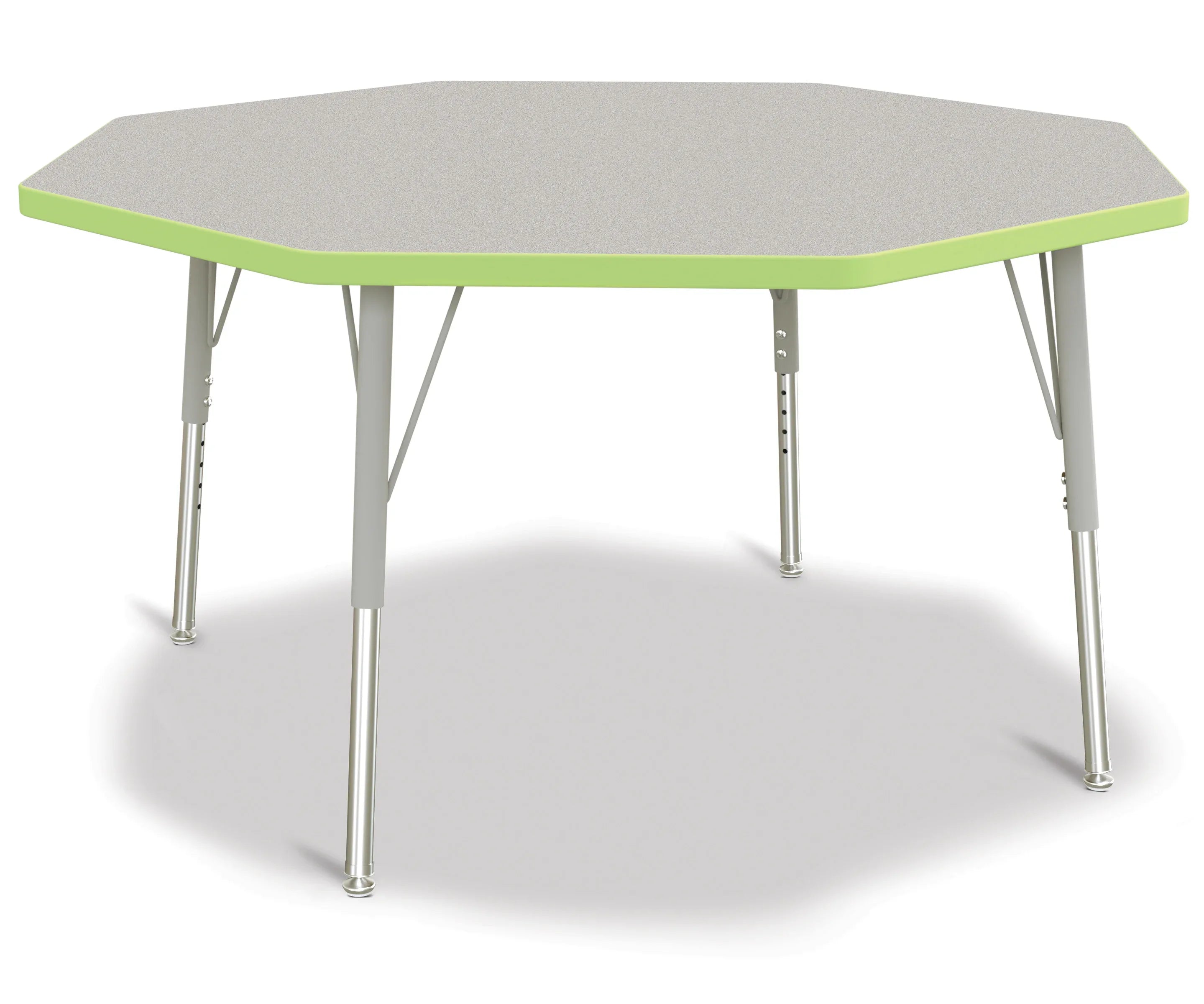 Berries® Octagon Activity Table - 48" X 48", E-height - Freckled Gray/Key Lime/Gray