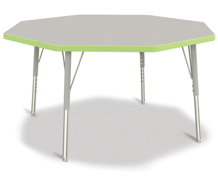 Berries® Octagon Activity Table - 48" X 48", E-height - Freckled Gray/Key Lime/Gray