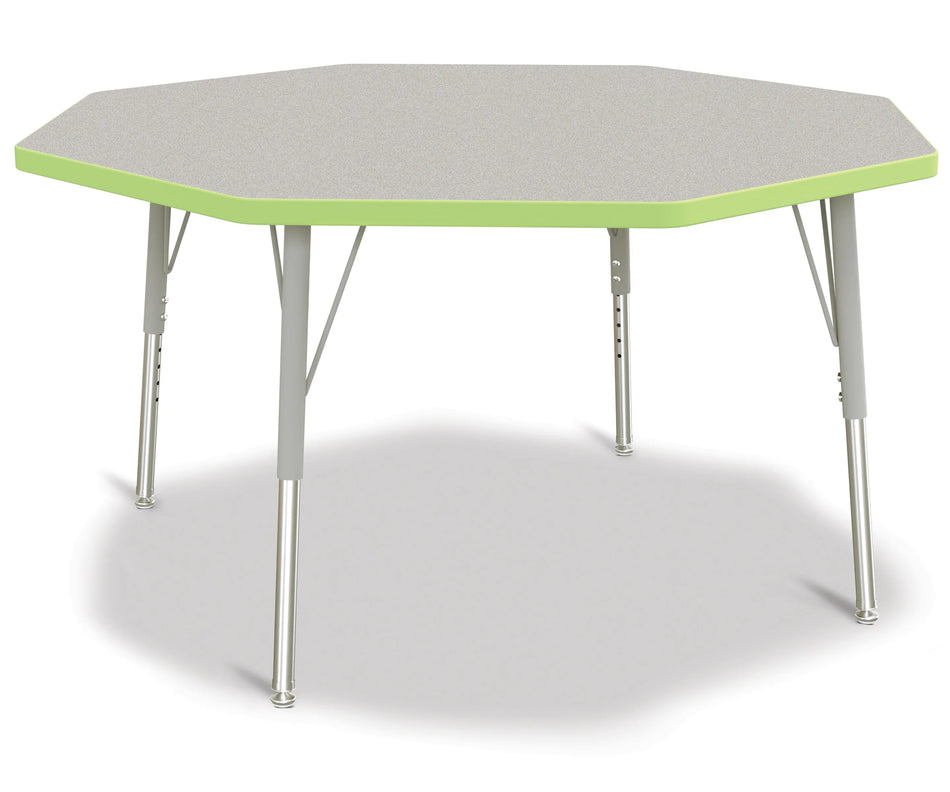 Berries® Octagon Activity Table - 48" X 48", E-height - Freckled Gray/Key Lime/Gray