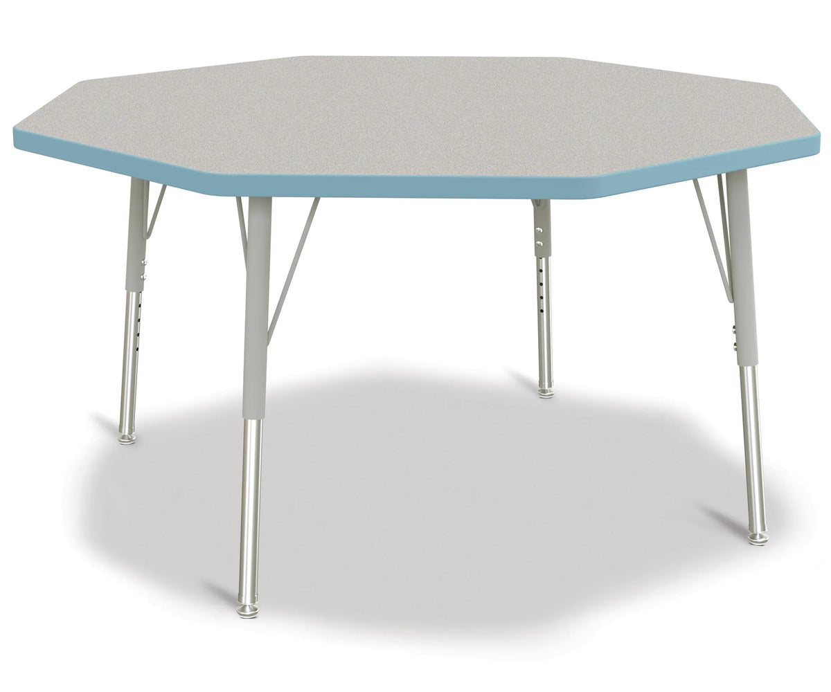Berries® Octagon Activity Table - 48" X 48", E-height - Freckled Gray/Coastal Blue/Gray