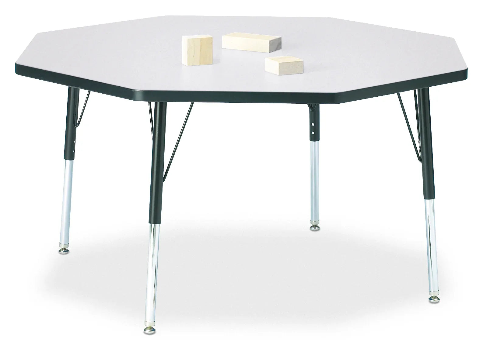 Berries® Octagon Activity Table - 48" X 48", E-height - Freckled Gray/Black/Black