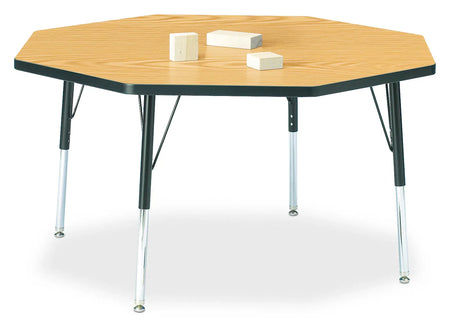 Berries® Octagon Activity Table - 48" X 48", E-height - Oak/Black/Black