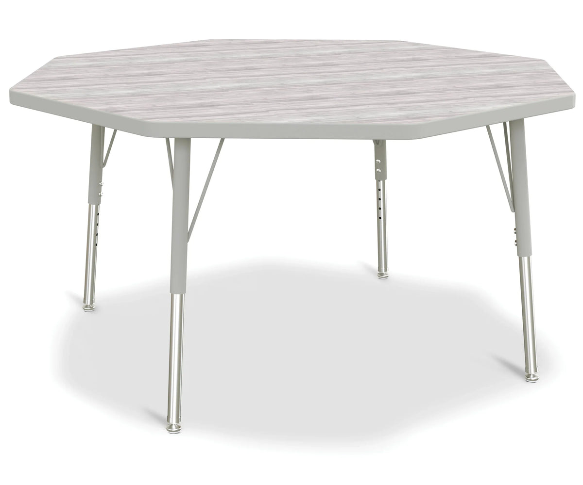 Berries® Octagon Activity Table - 48" X 48", E-height - Driftwood Gray/Gray/Gray