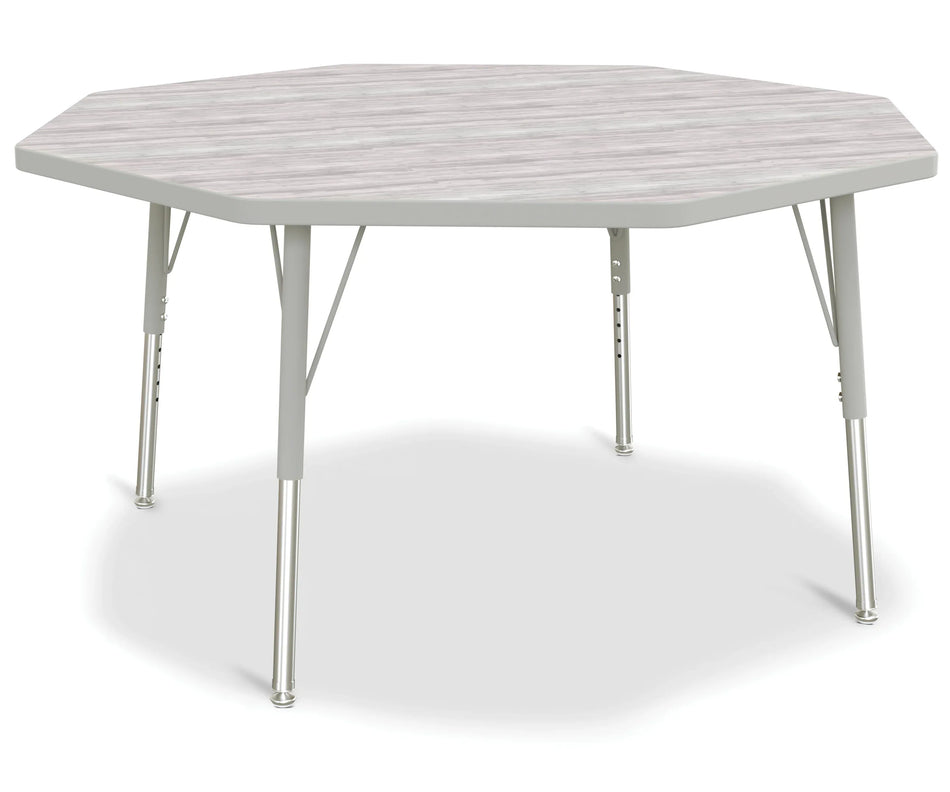 Berries® Octagon Activity Table - 48" X 48", E-height - Driftwood Gray/Gray/Gray