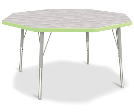 Berries® Octagon Activity Table - 48" X 48", E-height - Driftwood Gray/Key Lime/Gray