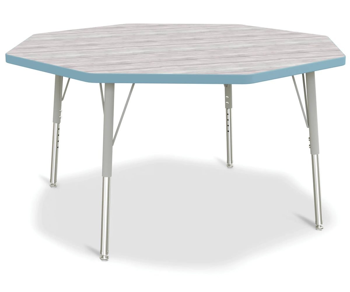 Berries® Octagon Activity Table - 48" X 48", E-height - Driftwood Gray/Coastal Blue/Gray