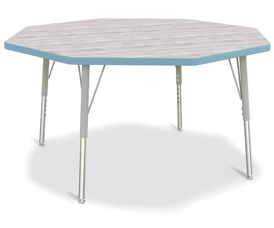 Berries® Octagon Activity Table - 48" X 48", E-height - Driftwood Gray/Coastal Blue/Gray
