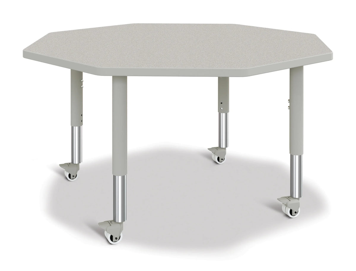 Berries® Octagon Activity Table - 48" X 48", Mobile - Freckled Gray/Gray/Gray