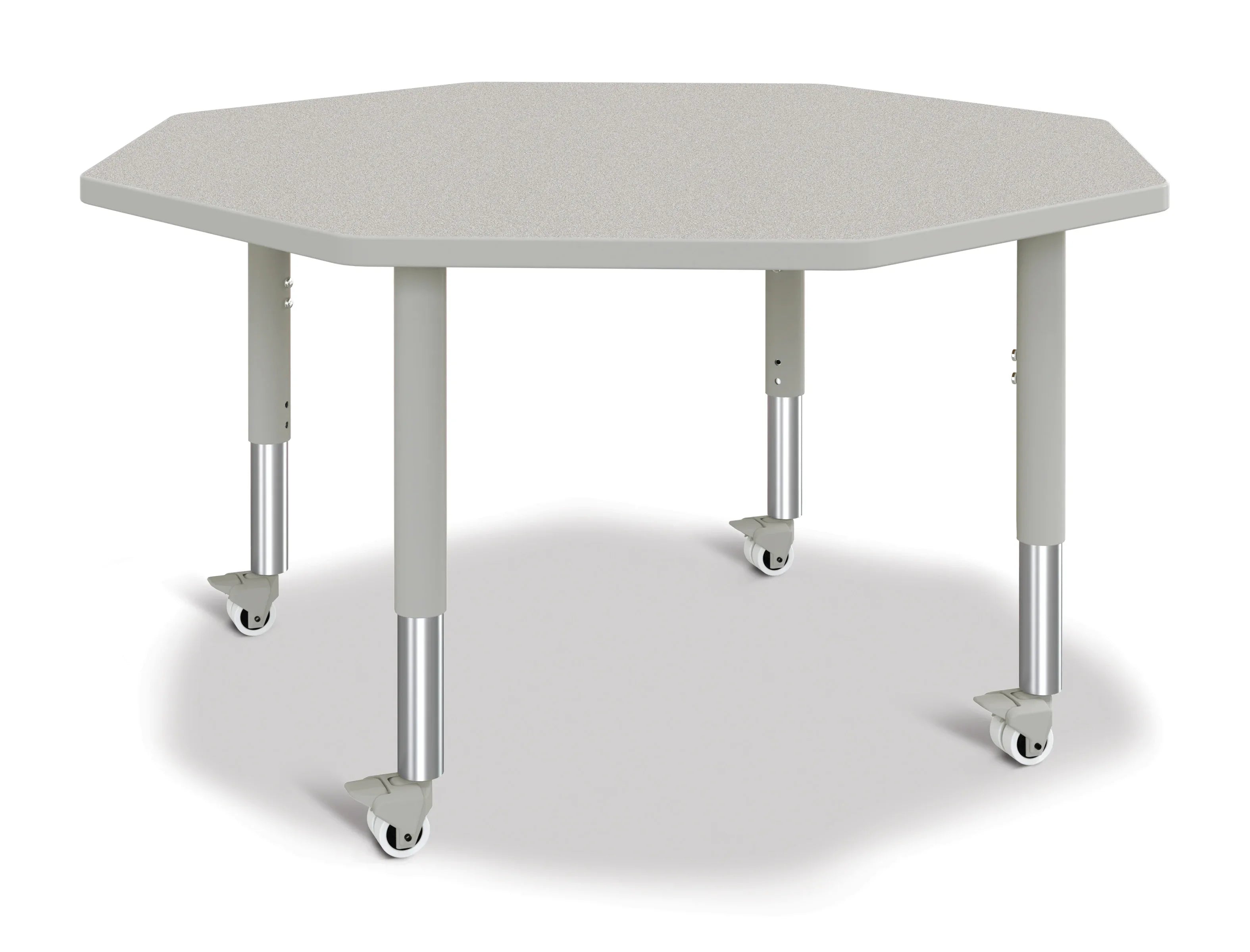 Berries® Octagon Activity Table - 48" X 48", Mobile - Freckled Gray/Gray/Gray