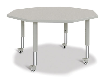 Berries® Octagon Activity Table - 48" X 48", Mobile - Freckled Gray/Gray/Gray