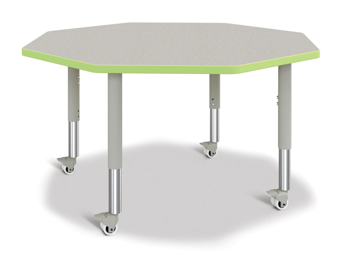 Berries® Octagon Activity Table - 48" X 48", Mobile - Freckled Gray/Key Lime/Gray
