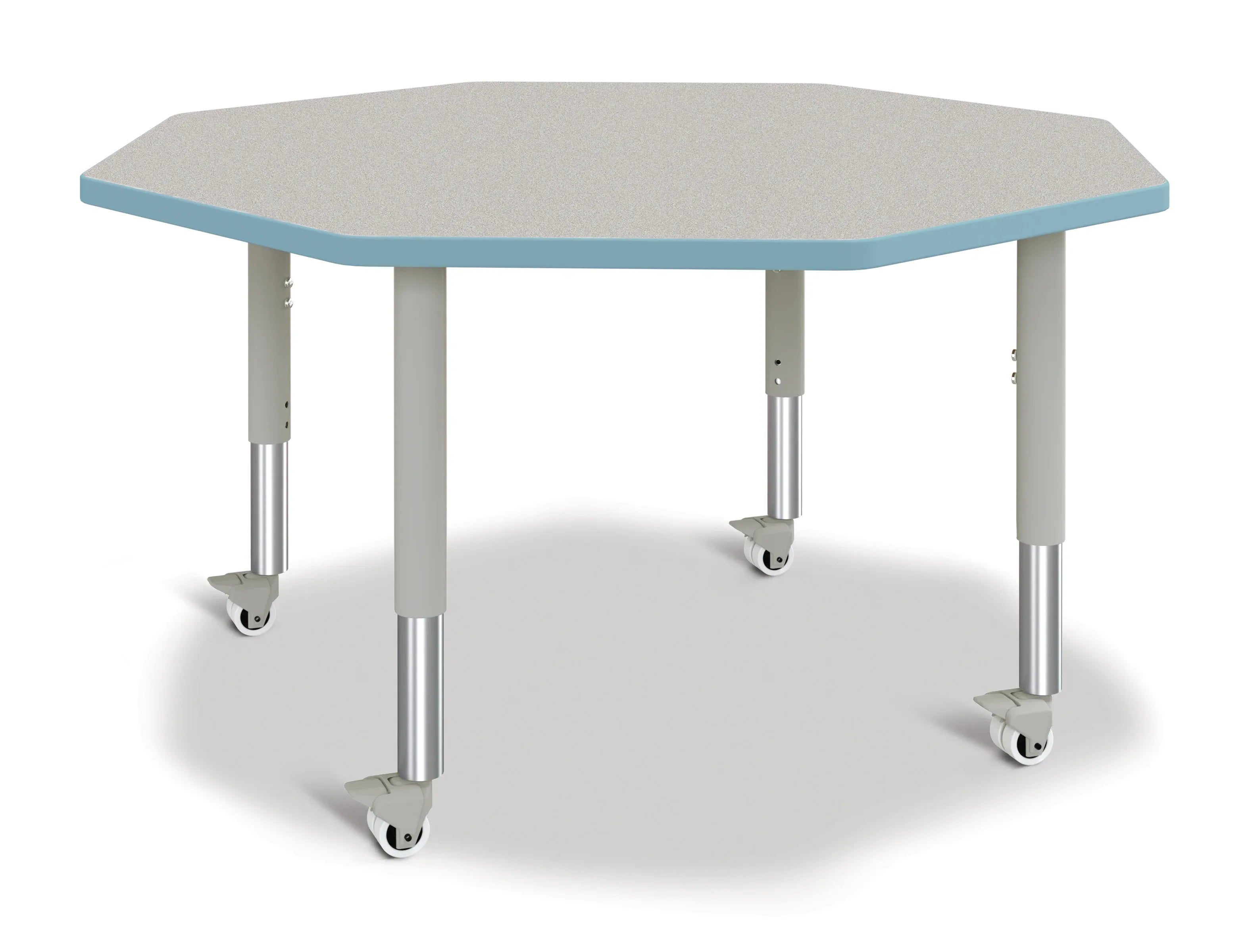 Berries® Octagon Activity Table - 48" X 48", Mobile - Freckled Gray/Coastal Blue/Gray