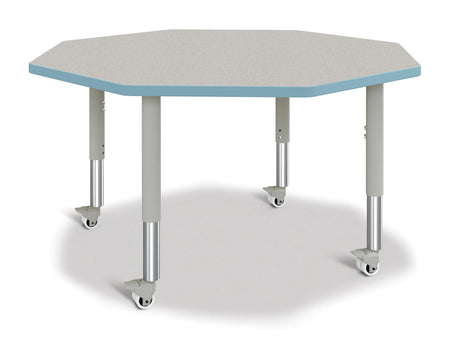 Berries® Octagon Activity Table - 48" X 48", Mobile - Freckled Gray/Coastal Blue/Gray