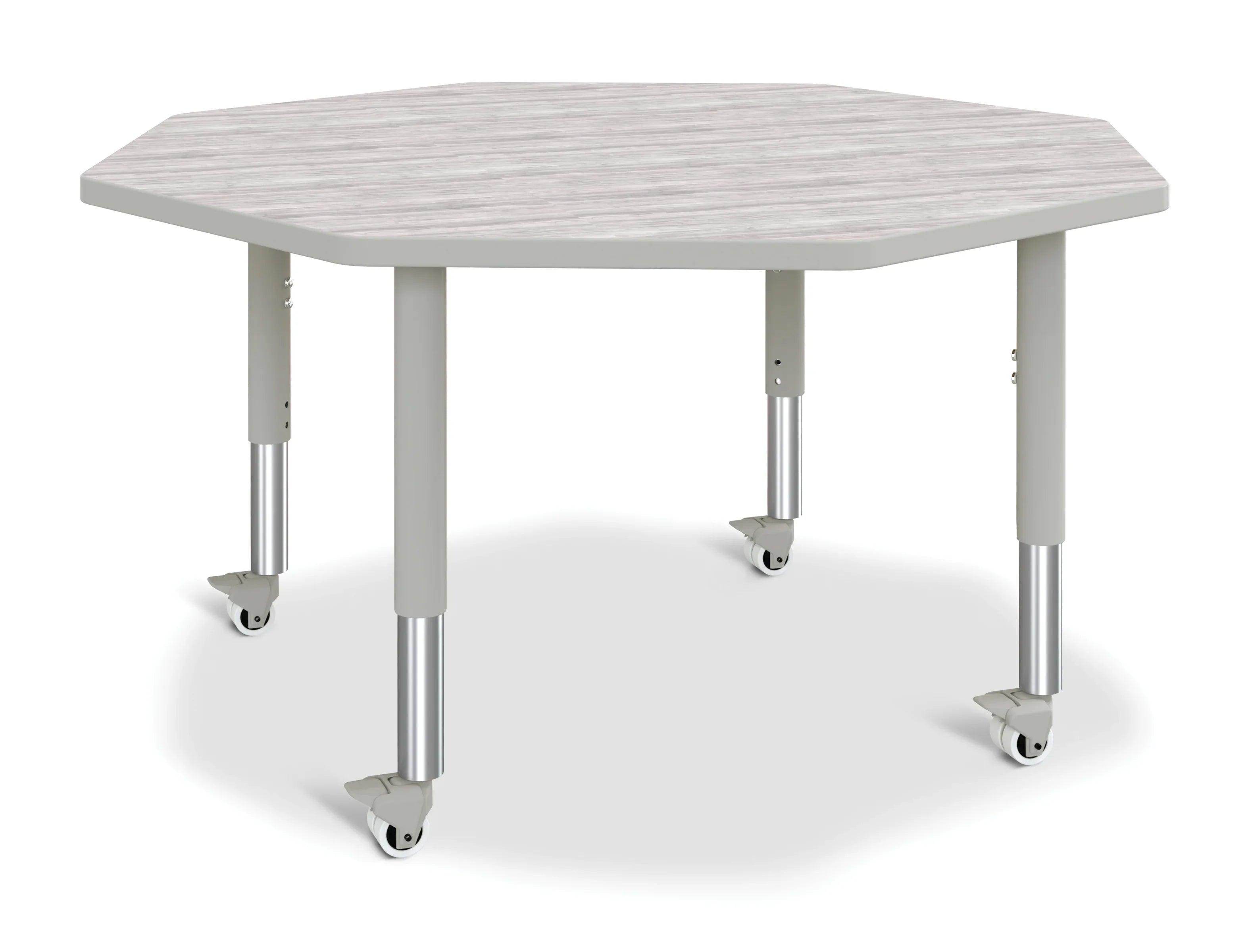 Berries® Octagon Activity Table - 48" X 48", Mobile - Driftwood Gray/Gray/Gray