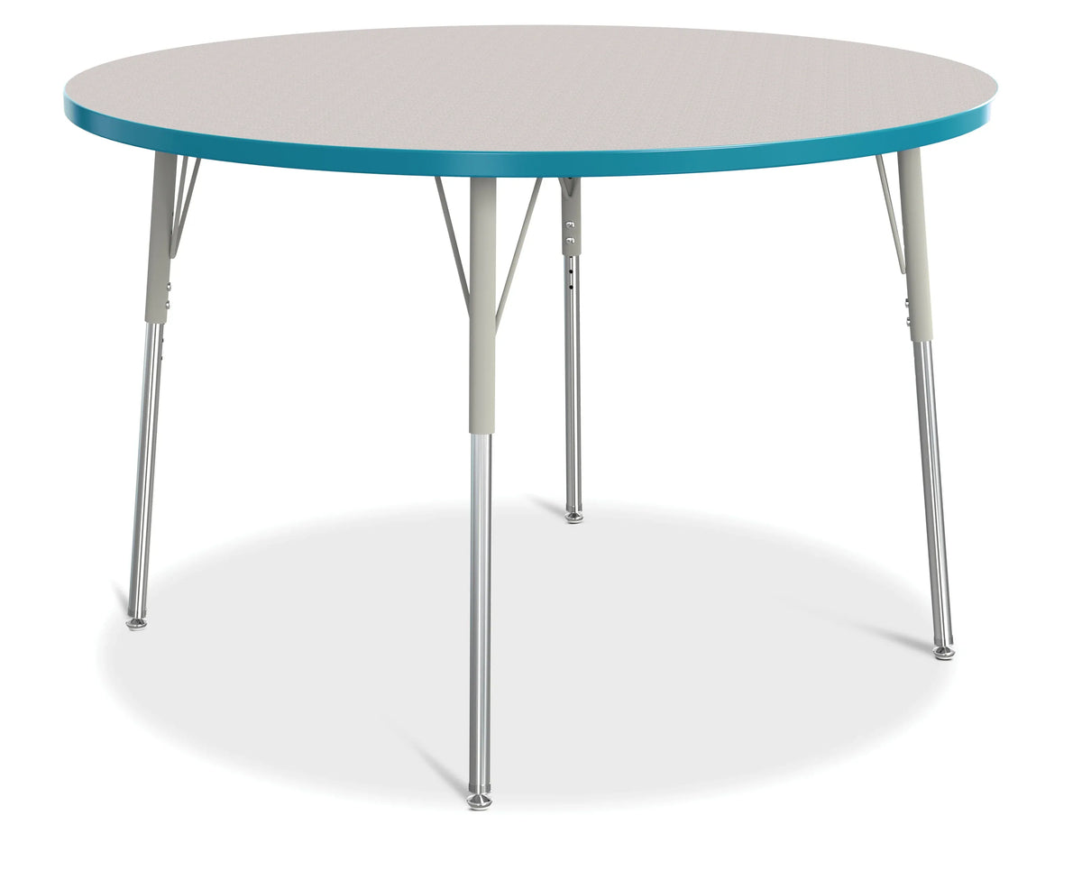 Berries® Round Activity Table - 48" Diameter, A-height - Freckled Gray/Teal/Gray