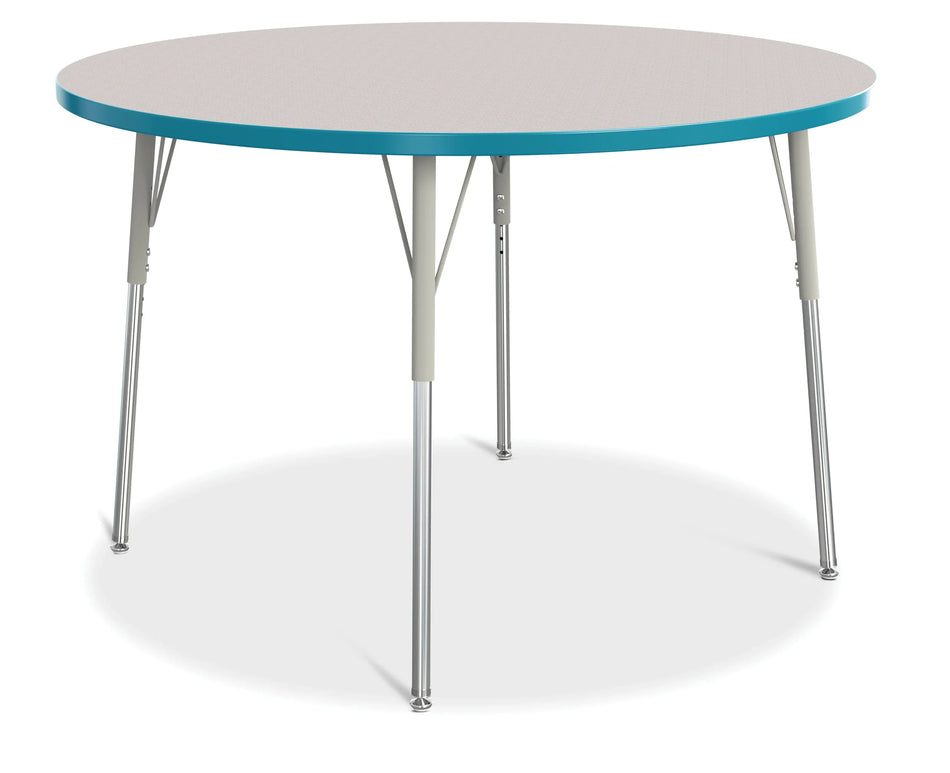 Berries® Round Activity Table - 48" Diameter, A-height - Freckled Gray/Teal/Gray