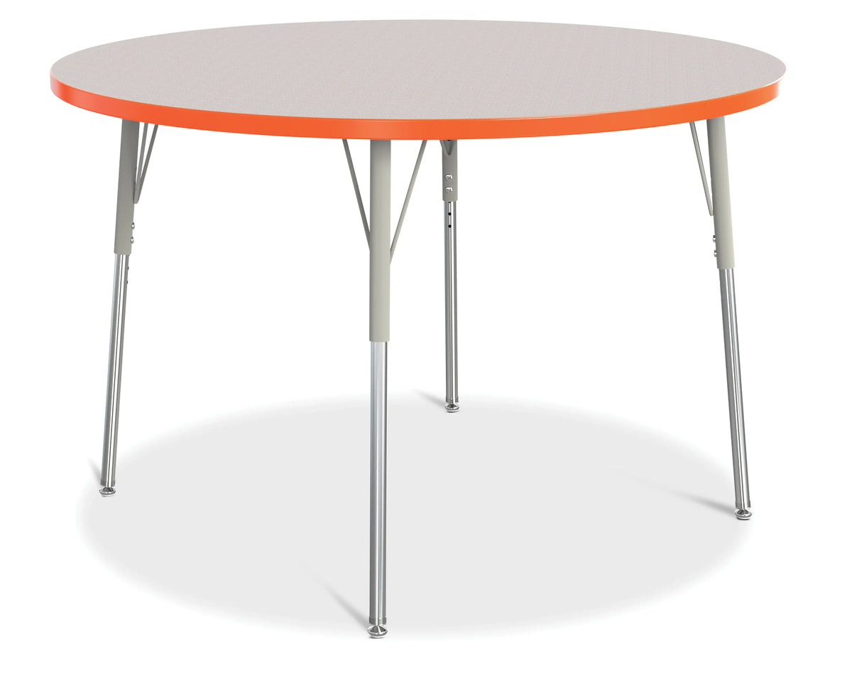 Berries® Round Activity Table - 48" Diameter, A-height - Freckled Gray/Orange/Gray