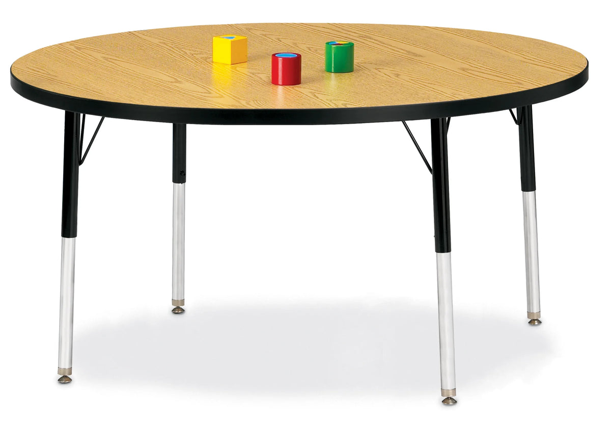 Berries® Round Activity Table - 48" Diameter, A-height - Oak/Black/Black