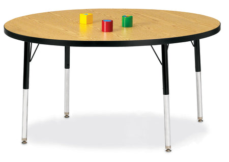 Berries® Round Activity Table - 48" Diameter, A-height - Oak/Black/Black
