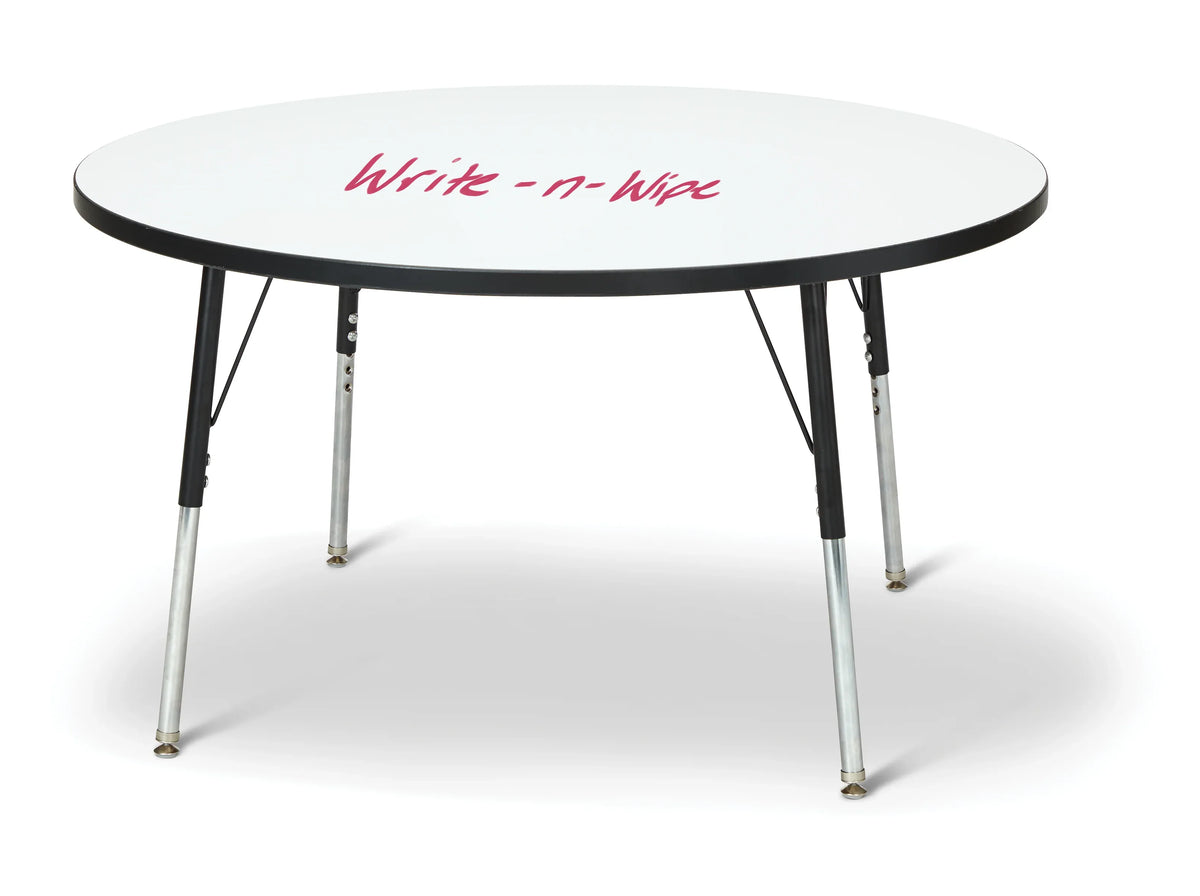 Berries® Round Dry Erase Table - 48" Diameter, A-height - Write-n-Wipe/Black/Black