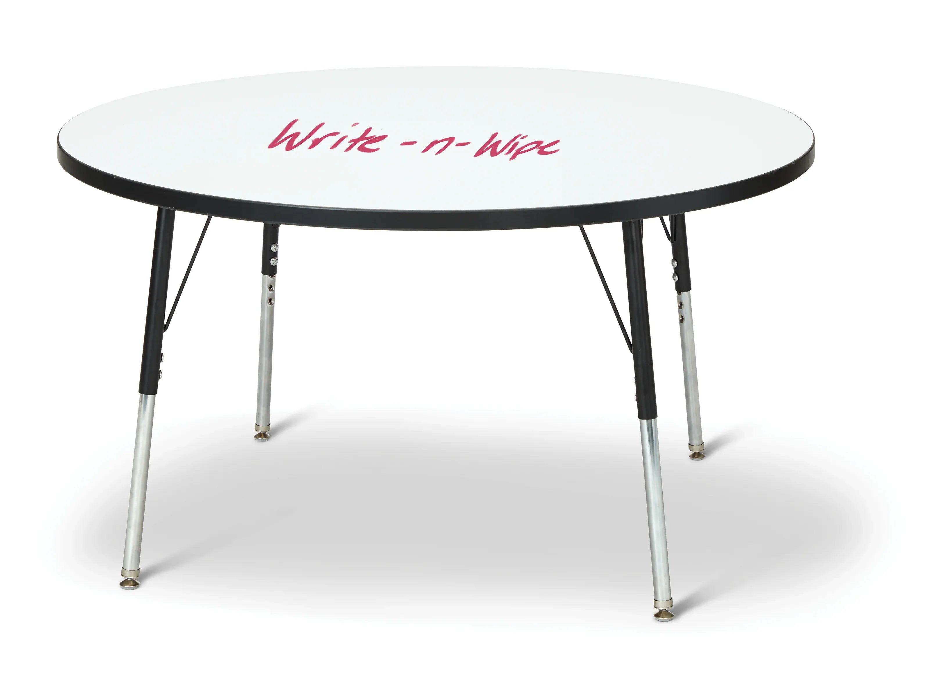 Berries® Round Dry Erase Table - 48" Diameter, A-height - Write-n-Wipe/Black/Black