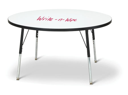 Berries® Round Dry Erase Table - 48" Diameter, A-height - Write-n-Wipe/Black/Black