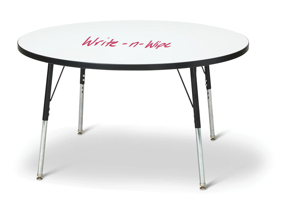 Berries® Round Dry Erase Table - 48" Diameter, A-height - Write-n-Wipe/Black/Black