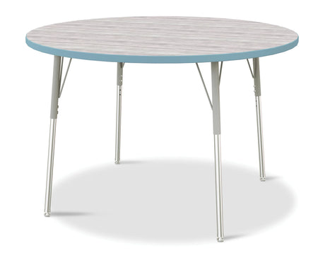 Berries® Round Activity Table - 48" Diameter, A-height - Driftwood Gray/Coastal Blue/Gray