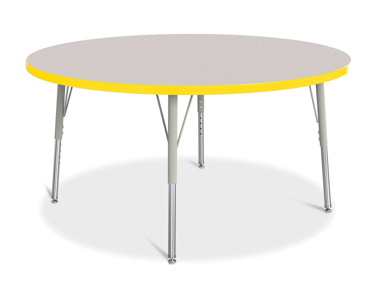 Berries® Round Activity Table - 48" Diameter, E-height - Freckled Gray/Yellow/Gray