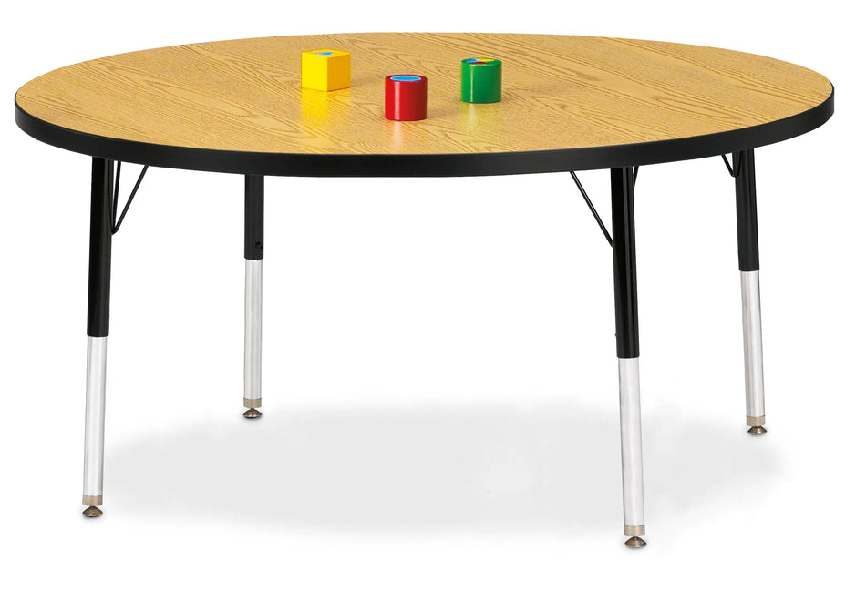 Berries® Round Activity Table - 48" Diameter, E-height - Oak/Black/Black