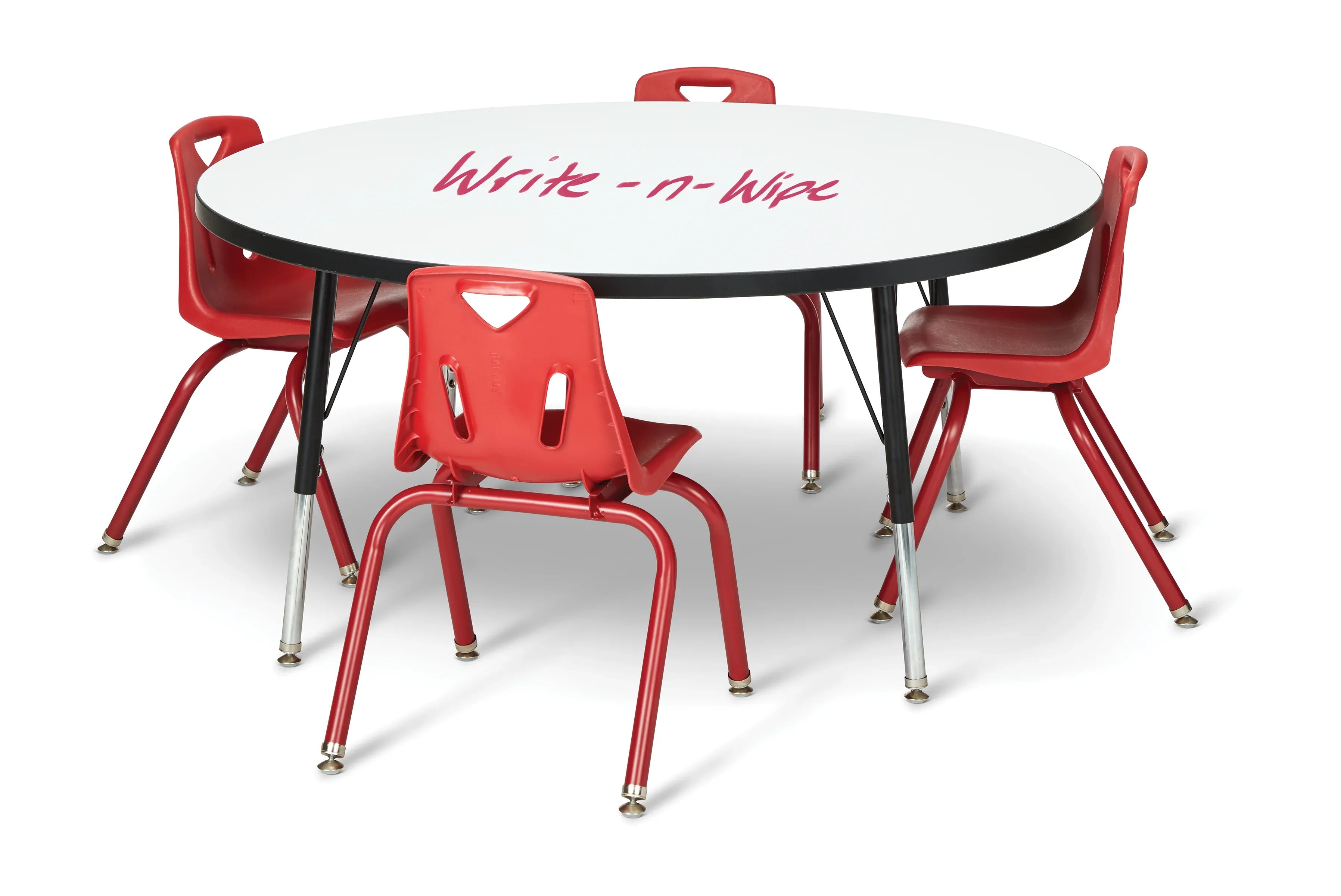 Berries® Round Dry Erase Table - 48" Diameter, E-height - Write-n-Wipe/Black/Black