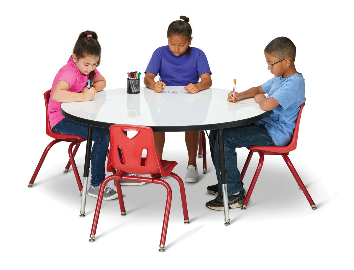 Berries® Round Dry Erase Table - 48" Diameter, E-height - Write-n-Wipe/Black/Black