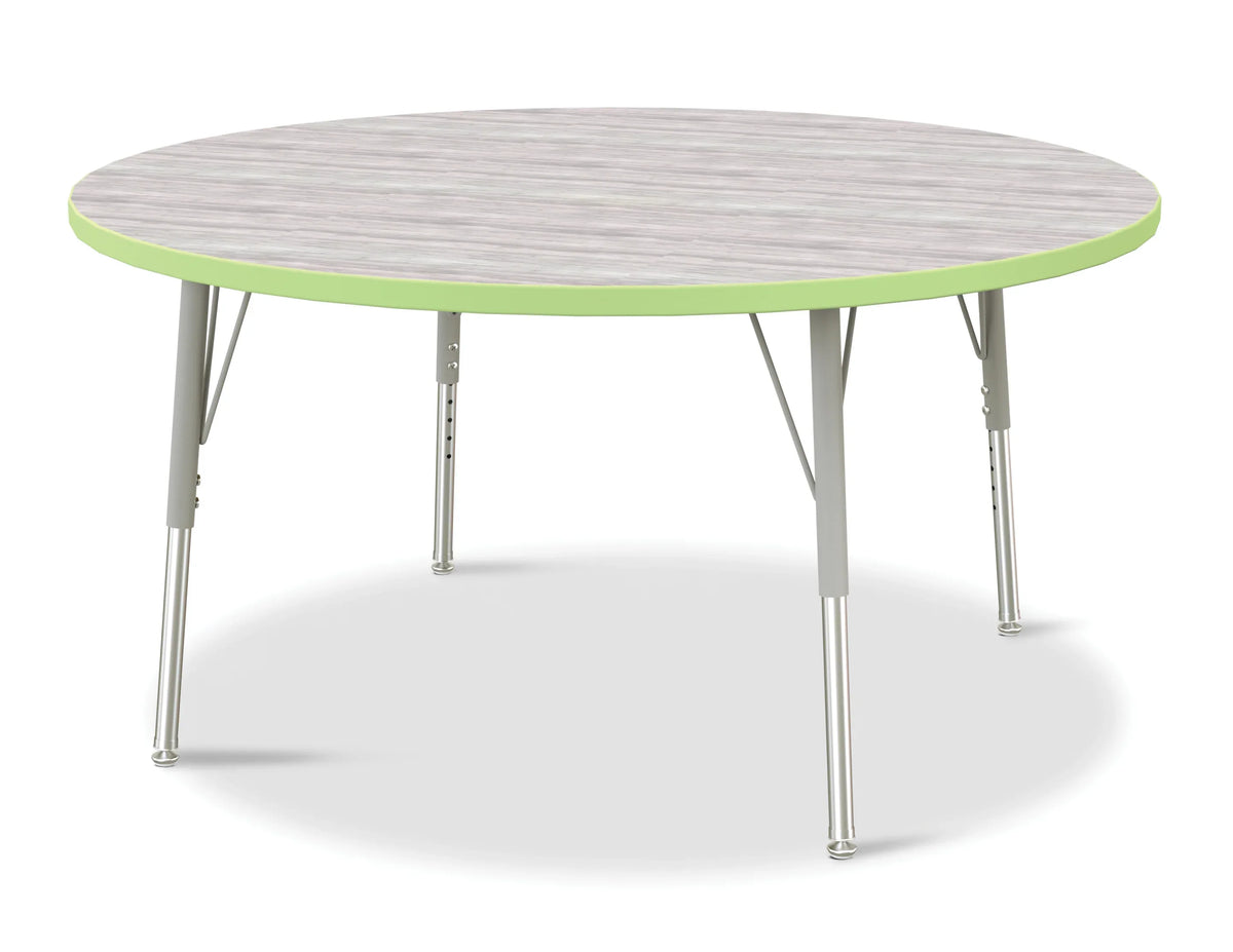 Berries® Round Activity Table - 48" Diameter, E-height - Driftwood Gray/Key Lime/Gray