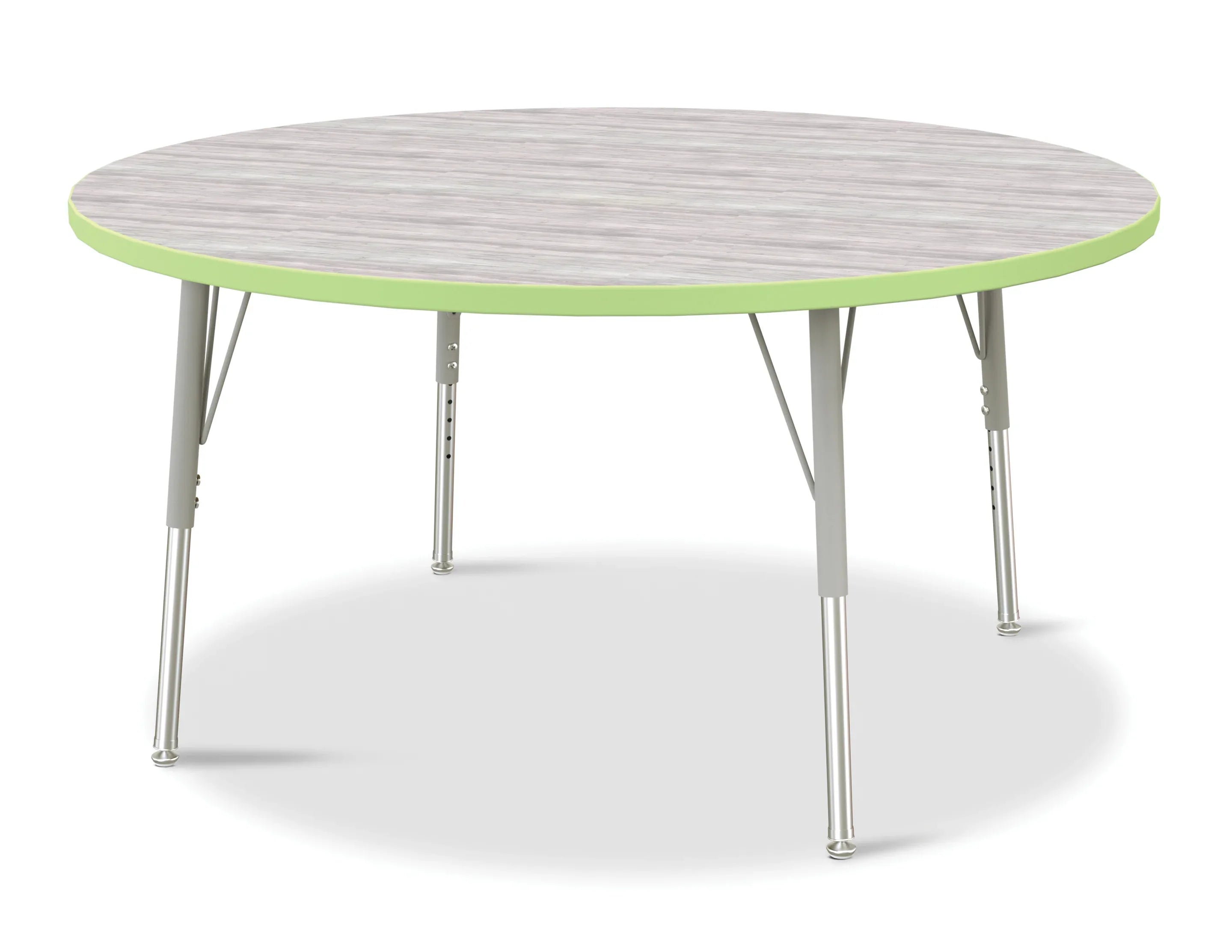 Berries® Round Activity Table - 48" Diameter, E-height - Driftwood Gray/Key Lime/Gray