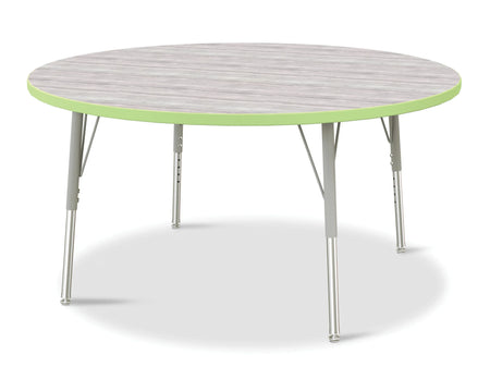Berries® Round Activity Table - 48" Diameter, E-height - Driftwood Gray/Key Lime/Gray