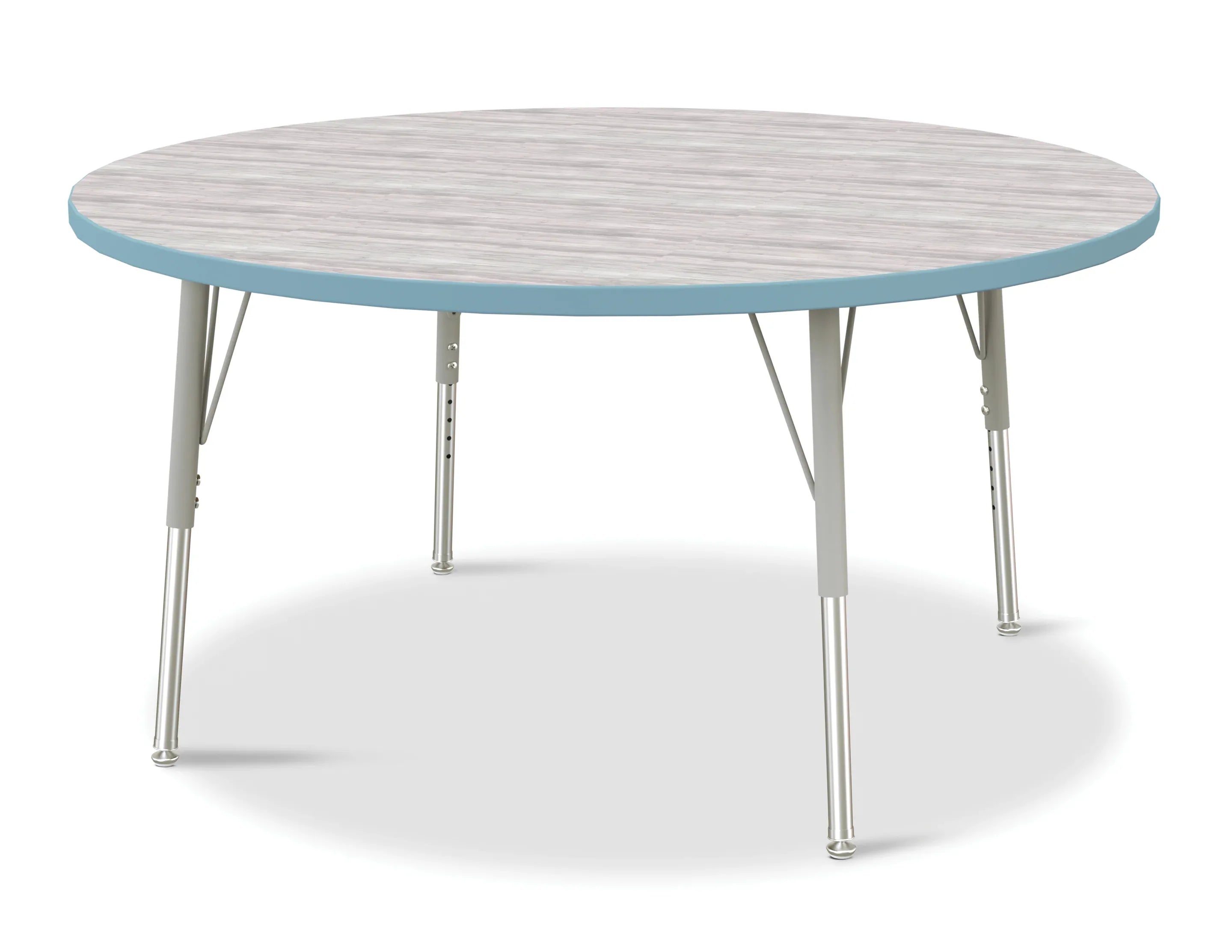 Berries® Round Activity Table - 48" Diameter, E-height - Driftwood Gray/Coastal Blue/Gray