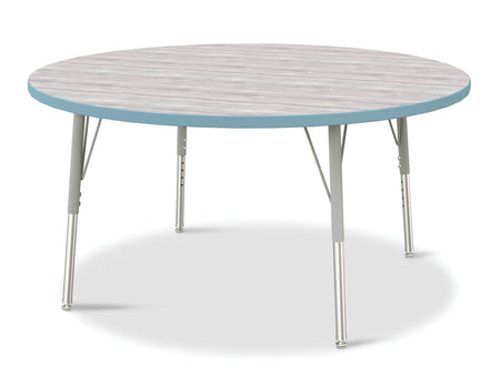 Berries® Round Activity Table - 48" Diameter, E-height - Driftwood Gray/Coastal Blue/Gray