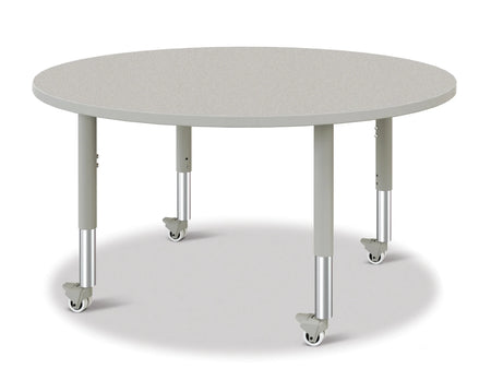 Berries® Round Activity Table - 48" Diameter, Mobile - Freckled Gray/Gray/Gray