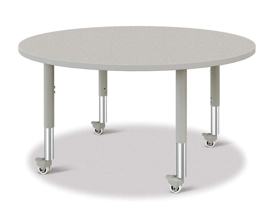Berries® Round Activity Table - 48" Diameter, Mobile - Freckled Gray/Gray/Gray
