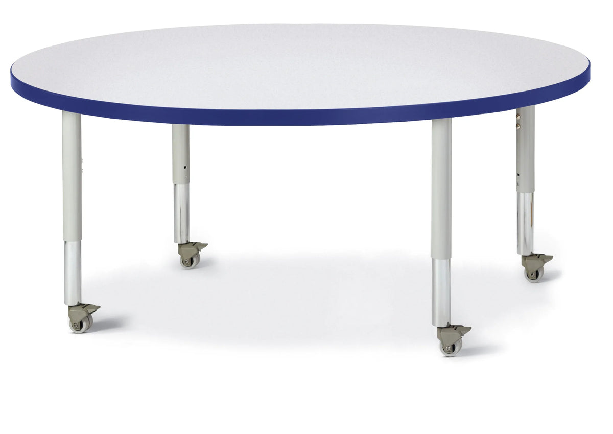 Berries® Round Activity Table - 48" Diameter, Mobile - Freckled Gray/Blue/Gray