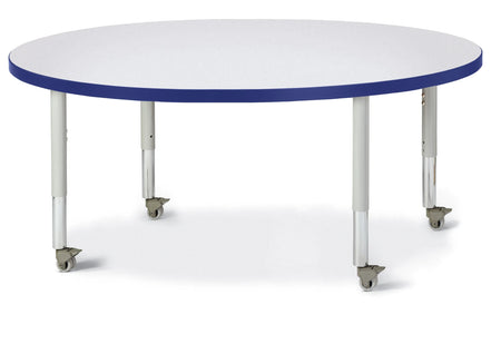 Berries® Round Activity Table - 48" Diameter, Mobile - Freckled Gray/Blue/Gray