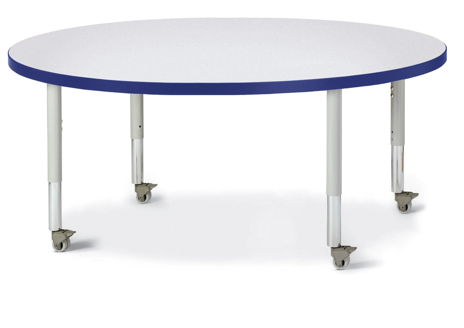 Berries® Round Activity Table - 48" Diameter, Mobile - Freckled Gray/Blue/Gray