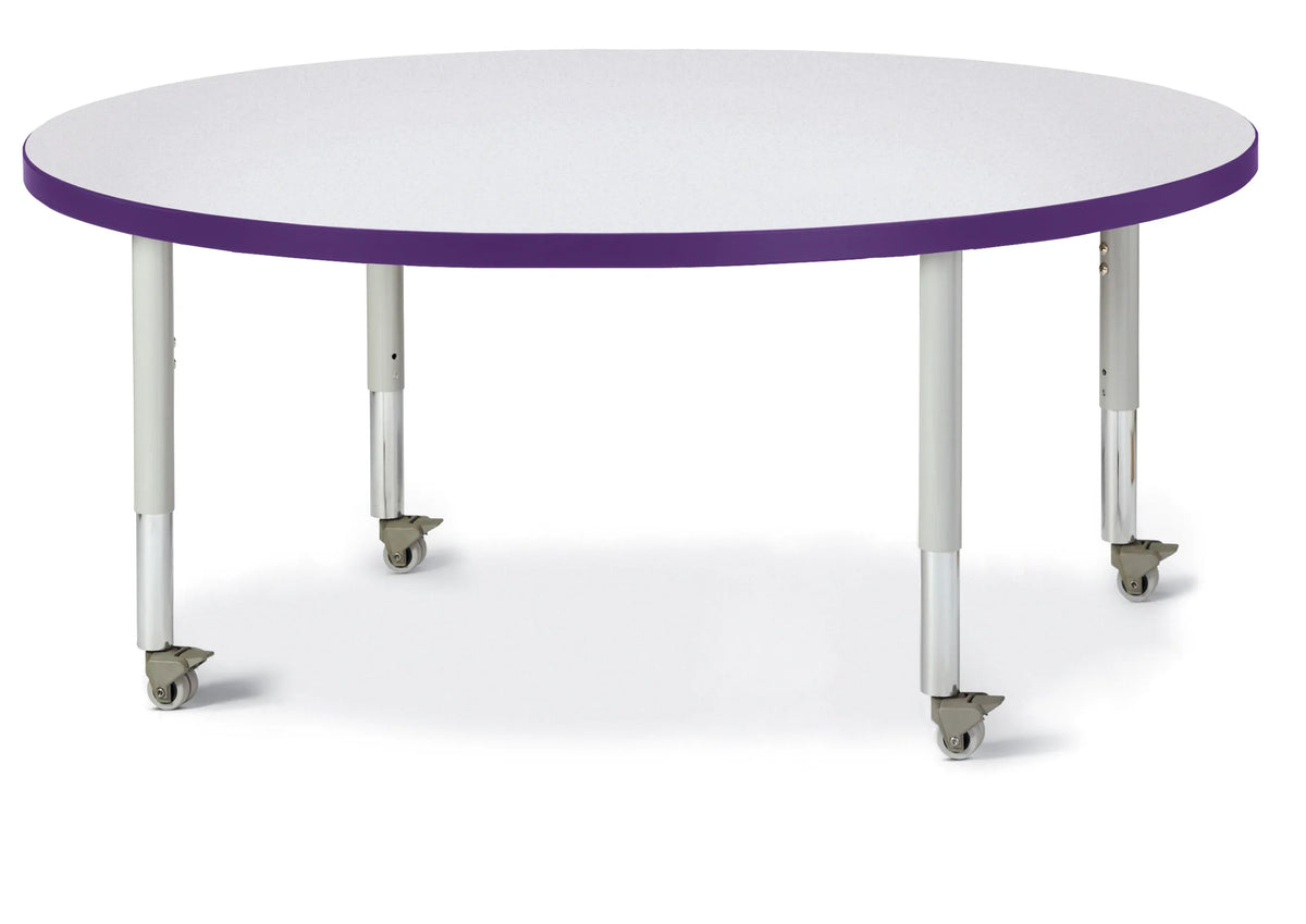 Berries® Round Activity Table - 48" Diameter, Mobile - Freckled Gray/Purple/Gray