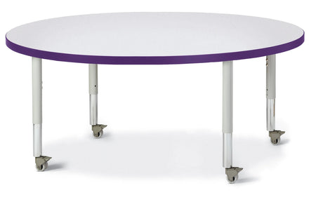 Berries® Round Activity Table - 48" Diameter, Mobile - Freckled Gray/Purple/Gray