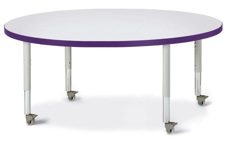 Berries® Round Activity Table - 48" Diameter, Mobile - Freckled Gray/Purple/Gray