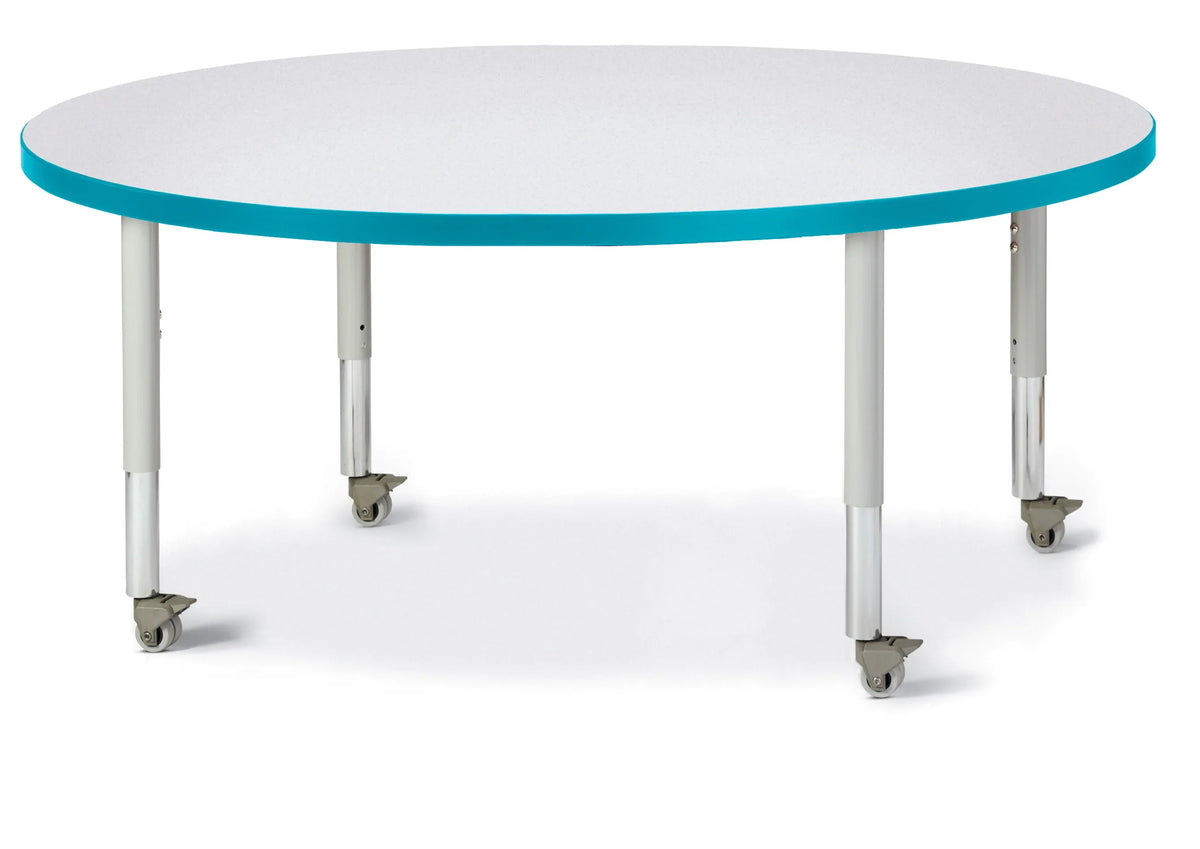 Berries® Round Activity Table - 48" Diameter, Mobile - Freckled Gray/Teal/Gray