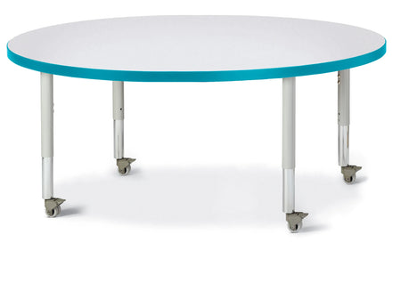 Berries® Round Activity Table - 48" Diameter, Mobile - Freckled Gray/Teal/Gray
