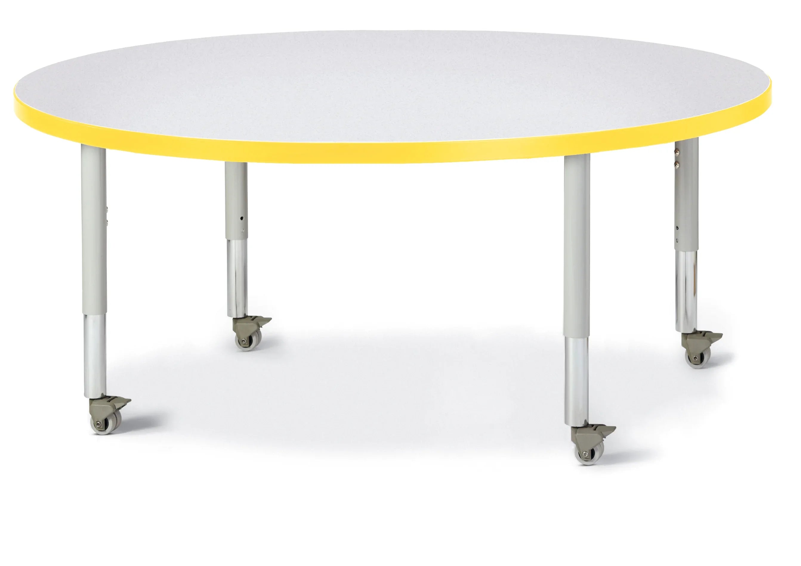Berries® Round Activity Table - 48" Diameter, Mobile - Freckled Gray/Yellow/Gray